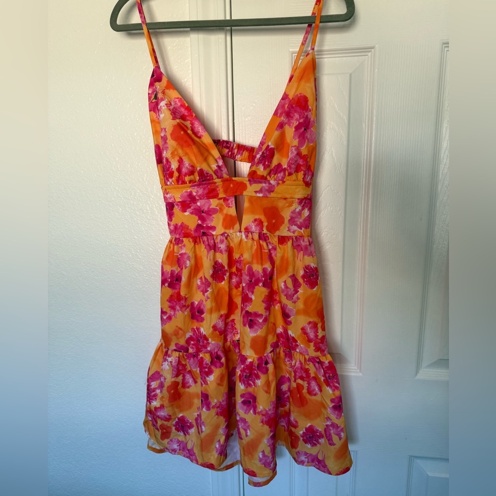 SHEIN Orange and Pink Floral Dress